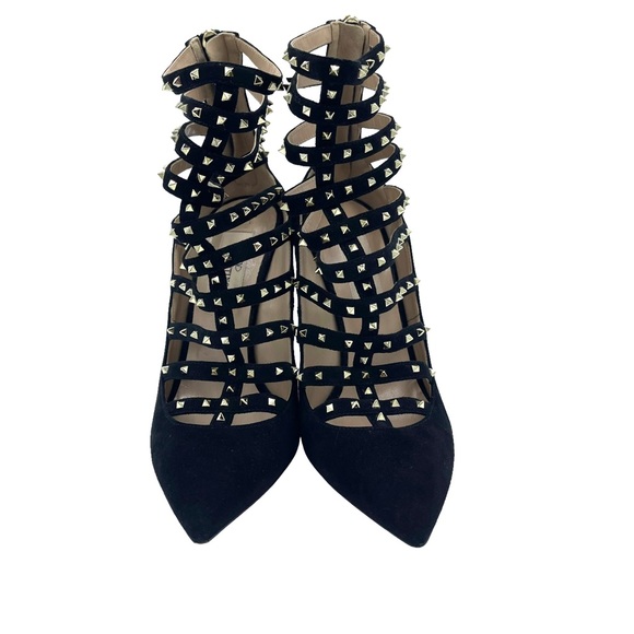 Valentino Black Suede Lovestud Ankle Heel Booties - Picture 4 of 8